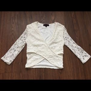 MATERIAL GIRL Cream Lace Crop Top S! NEW